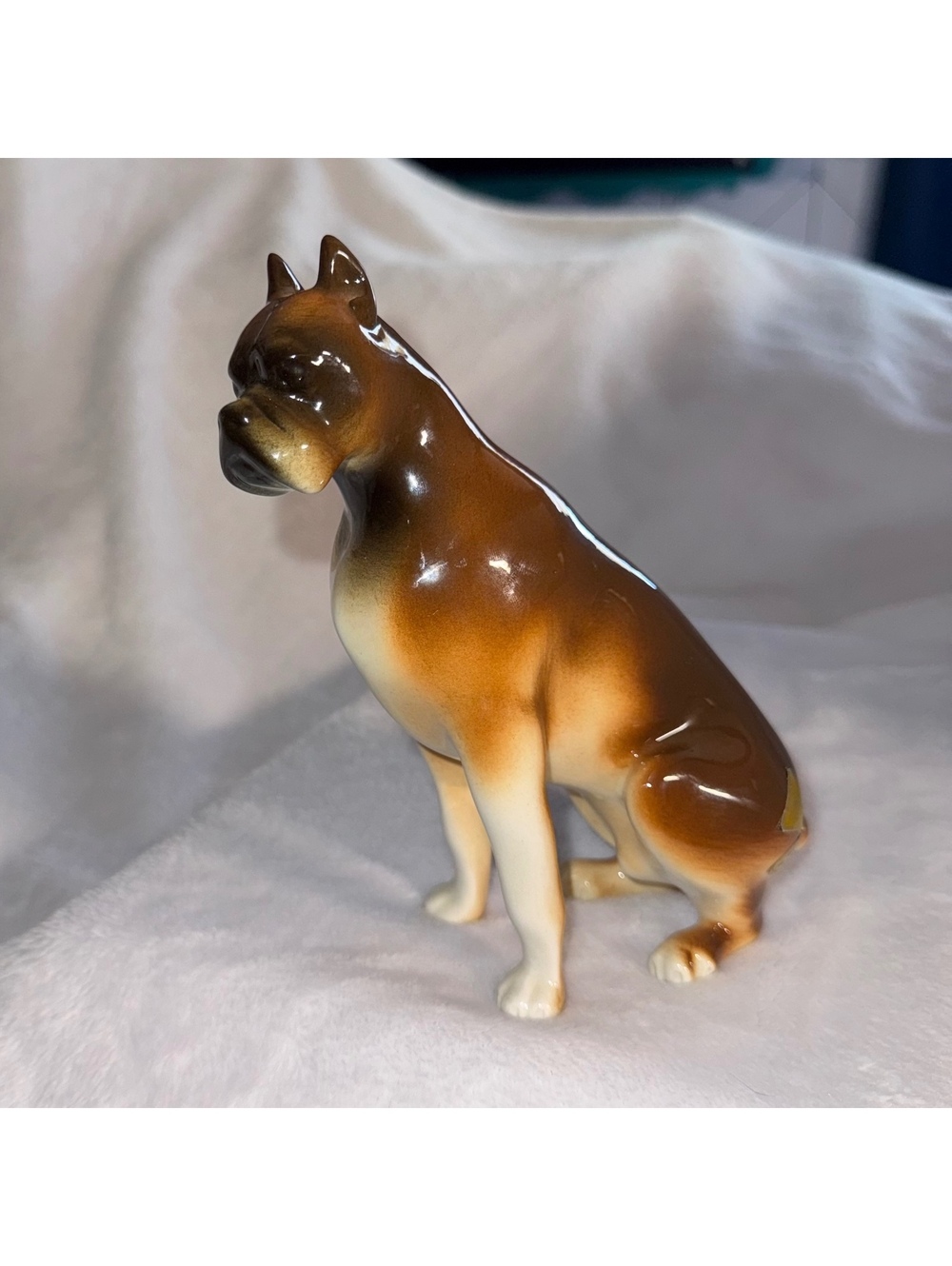 Royal Dux Bohemia Porcelain Boxer Dog Figurine Made in Czech Republic